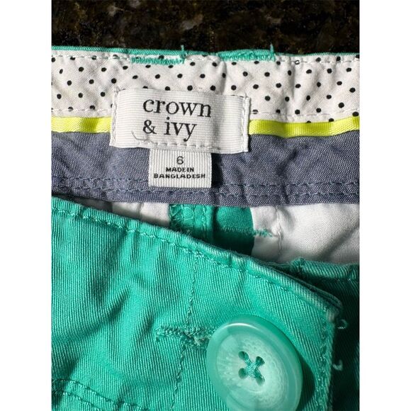 Crown & Ivy Women's Green Capri Pants Size 6 Casual Solid Mid Rise - Picture 8 of 10